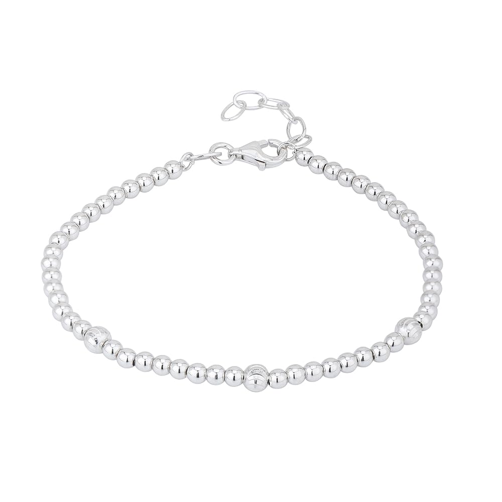 Vanbelle925 Sterling Silver Jewelry - Rhodium Plated - Designer Silver Bead Bracelet - Stylish Hand Bracelet for Women 6.50" long + 1" extender