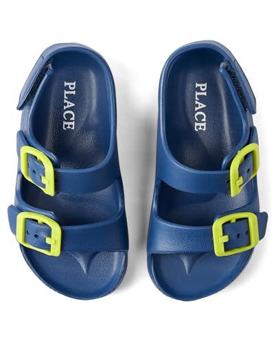 Image of The Children's Place Baby Boys and Toddler Everyday Double Buckle Slide Sandals with Backstrap