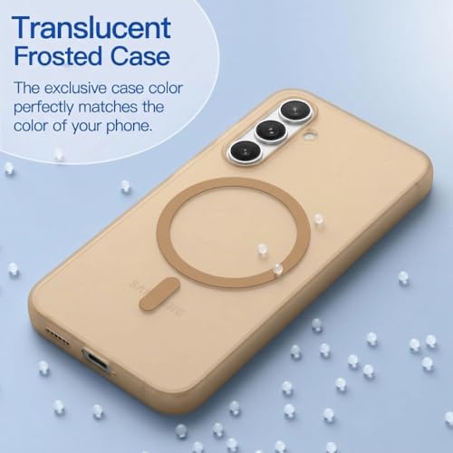 Image of DIZORO Matte Case for Samsung Galaxy S24 Compatible with MagSafe, Camera Lens Full Protection, Shockproof Translucent Frosted TPU Soft Phone Cover, Anti-Fingerprint (Desert)