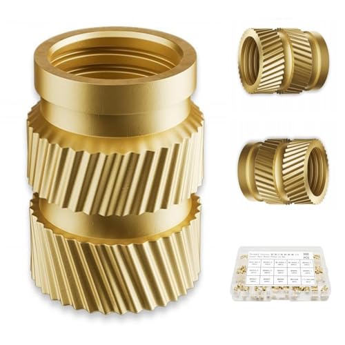 500pcs Brass Threaded Inserts, Knurled Nuts Assortment Kit, 1/4"-20 M2 M2.5 M3 M4 M5 M6 Heat Set Insert for 3D Printing Components and Plastic Parts