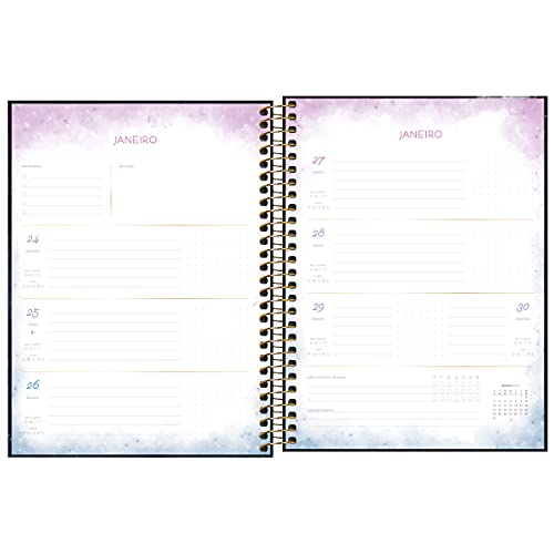 Planner Espiral 17,7 x 24 cm Magic 2022 - Estampa Branca com signos - Tilibra