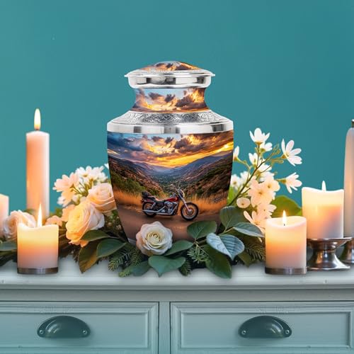 Image of Bike Urn Decorative Urns for Human Ashes 1 Large & 2 Small | Ashes Urns Human Remains, Funeral Urns Ashes