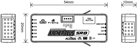 FrSky Archer Plus SR8 Receiver dimensions diagram