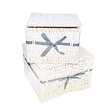 DRULINE 2er-Set Rattanbox Aufbewahrungsbox Aufbewahungskorb Kunststoffkorb mit Deckel aus Rattan | Maße (HxBxT): 17,5 x 25 x 25 cm | Blauanthrazit