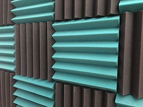 2x12x12 (12 Pack) Paneles acústicos tipo cuña TEAL/CHARCOAL para aislamiento de sonido en estudio miniatura 2