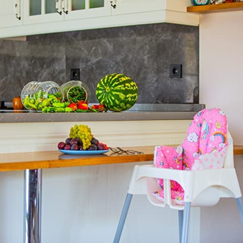 Bebek Ozel High Chair Cushion For Ikea High Chair, One Piece Ikea High Chair Accessories, Cotton Antilop High Chair Accessories, Washable Ikea High Chair Cushion (Pink Unicorn) #TOP6