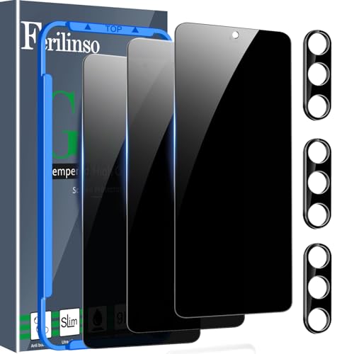 Ferilinso 3 Pack Privacy Screen Protector for Samsung Galaxy S26 9H Military-Grade Shatterproof Tempered Glass Easy installation Fingerprint Compatible Case Friendly Camera Lens Protector