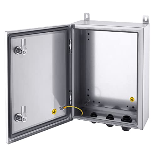Caja de acero inoxidable IP65 16x12x6 con placa de montaje para pared