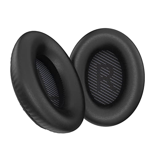 Lyare Ohrpolster für Bose QC 35, Protein Leder Ohrpolster für Kopfhörer, High-Density Memory Foam 1 Paar Schwarze Ersatz Ohrpolster für Bose QC 15/25/35 Ⅱ, Ae 2/2i/2w, SoundTruel 1/2, SoundLink 1/2