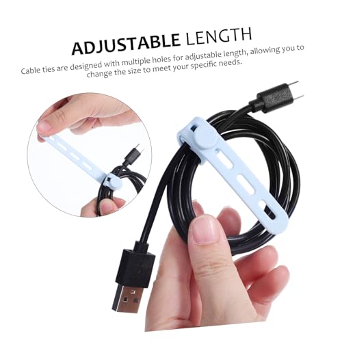 Paquete de 10 organizadores de cable de silicona para escritorio, organizador de cables para oficina y hogar miniatura 3