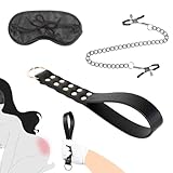 BDSM Paddel Spanking Paddle Peitsche Sex Hart,SM Set mit 3 Stücke,Nieten Leder Peitsche,Nippelklemmen und Augenbinde,BDSMs Spielzeug Extrem Sklavin,SM Sexspielzeug Extreme Paare (A)