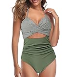 YJING Bikini Bag Bikini Kleine BrüSte Bikini Brazilian Slip Bikini Camouflage Balconette Bikini Fransen Bikini Blau Weiß Gestreift Bikini Ohne Push Up Bikini 05-Grün XL