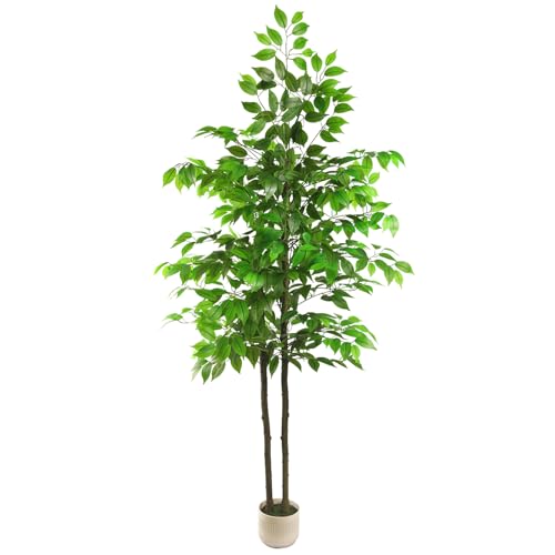 Artificial Ficus Tree 6ft, Fake Trees for Home Office Decor, Artificial Trees with Realistic Silk...