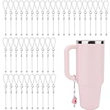 Gosknor 40pcs Beaded Cup Charms Compatible with Stanley Charm Accessories for Tumblers with Handle Cup, Silver Beadable Keychain Bar Chain Blank Beaded Bottle Accessories DIY Gift Pendant