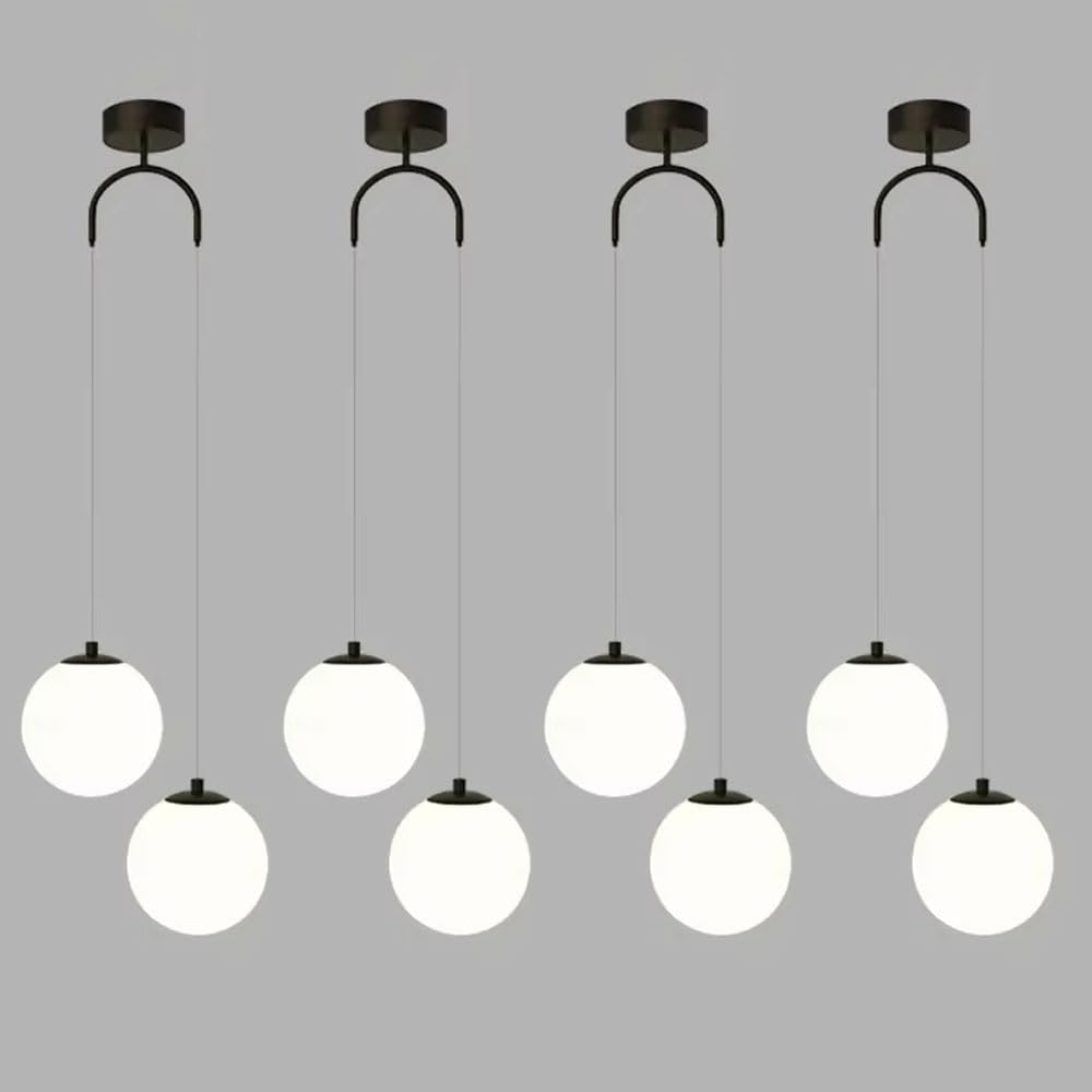 Double Heads Pendant Lighting Modern White Glass Pendant Lights Globe Chandelier Modern Minimalist Pendant Light Bedroom Bedside Hanging Lamp Adjustable Household Kitchen Hanging Suspension Lighting