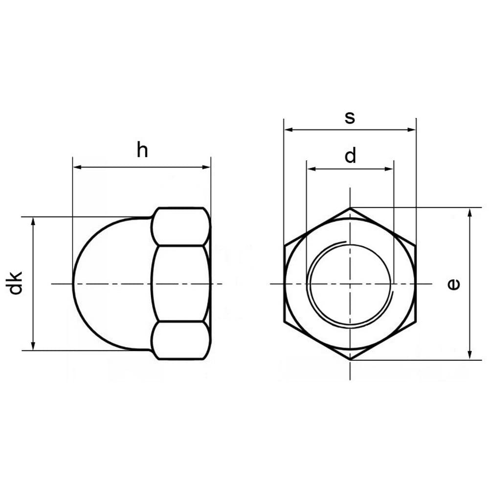 Tuercas hexagonales (25 unidades, forma de tuerca, DIN 1587, acero inoxidable, A4, M 16, tuerca hexagonal)
