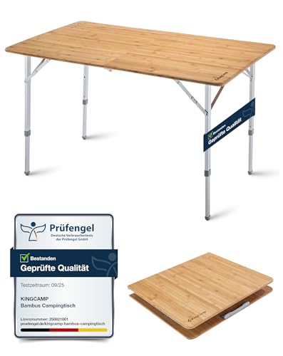 KingCamp Campingtisch Bambus Campingtisch höhenverstellbar für 4-6 Personen klappbar 4 Falten belastbar bis 80 kg,120 x 70 cm,2XL KingCamp Campingtisch Bambus Campingtisch höhenverstellbar für 4-6 Personen klappbar 4 Falten belastbar bis 80 kg,120 x 70 cm,2XL