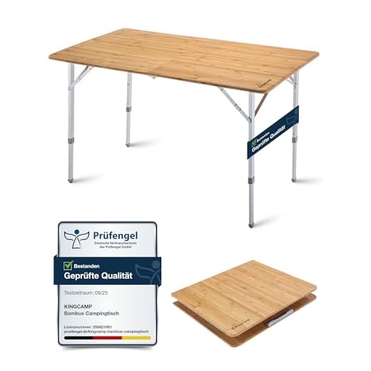 WOLTU Alu Tisch Klapptisch Campingtisch Balkontisch Gartentisch Klappbar aus Aluminium, 50.5x47x59.5cm (LxBxH) Beistelltisch für Garten, Terrasse und Balkon, Silber, CPT8138sb 9 KingCamp Bambus Campingtisch Klapptisch mit 3 verstellbaren Höhen 4 Personen / 6 Personen