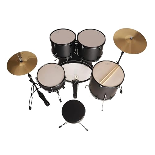 Image of ARCTIC COSMOS 22 inch 5-Piece Acoustic Drum Set with Cymbals, Drumsticks, Throne & Hardware Better Cymbal Sound & Strong Build (Black)