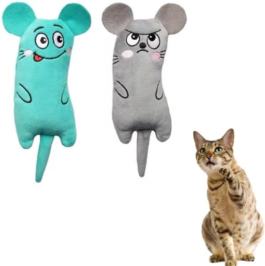 Whiskers & Nibbles - Ratones interactivos de felpa para gatos y gatitos, juguete duradero para gatos y gatitos, juguete realista para gatos y gatos,