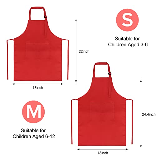 Sunland Kids Apron And Hat Set Children Chef Apron For Cooking Baking Painting Red (M:6-12 Years) #TOP7