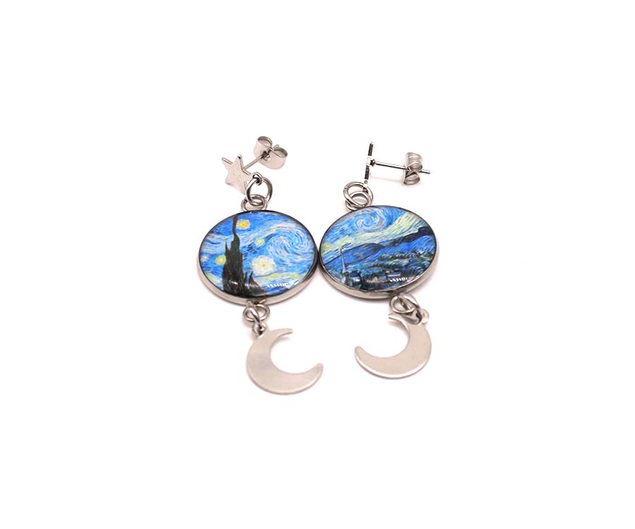Orecchini Notte Stellata per le Donne In Acciaio Inox Estetico Goth Moda Trendy Edgy Kpop Star Moon Pittura Orecchini Orecchini Vintage Gioielli Economici Regalo di Compleanno per Ragazze Adolescenti