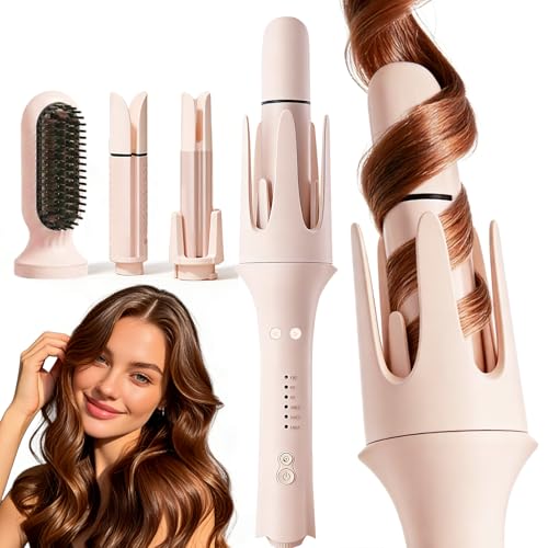 Image of Automatic Curling Iron Rotating - 3-in-1 Self Curling Hair Curler with Straightener +1.1+1.25 Inch Barrels,3 Temp, Negative Ion Ceramic,Anti-Scald,Anti-Tangle & Fast Heating, Lightweight for Travel