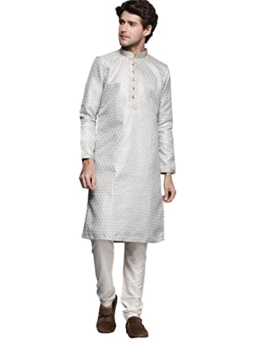Image of Manyavar Men's Jacquard Self Patterned Kurta Pyjama Set (2pcs)