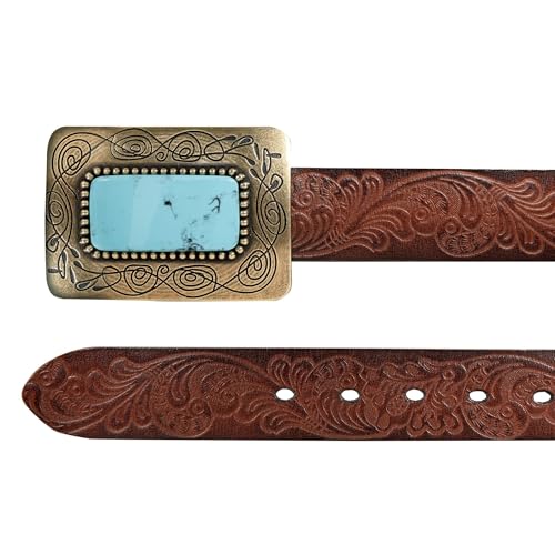 Image of Lucky Brand Women's Western Leather Belt | Classic | Fashion | Vintage | Buffalo Leather | Western-Inspired