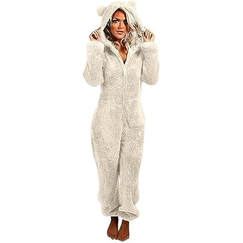 Women's Plush Fleece Zip Up Onesie Cover