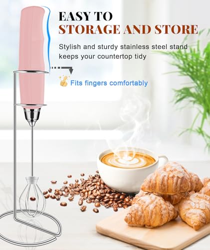 Image of YUSWKO Milk Frother Handheld for Coffee with Stand, Rechargeable Drink Mixer with 3 Heads 3 Speeds Electric Coffee Frother Whisk, Gift for Many Occasions and Festival