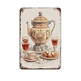 Russischer Samowar Retro-Poster, Metall-Blechschild, schicke Kunst, Retro, Eisenmalerei, Bar, Menschen, Höhle, Café, Familie, Garage, Poster, Wanddekoration, 20 x 30 cm