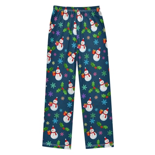 Christmas Pajama Pants Snowman Snowflakes Gift Long Sleep Pants Lounge Bottoms2