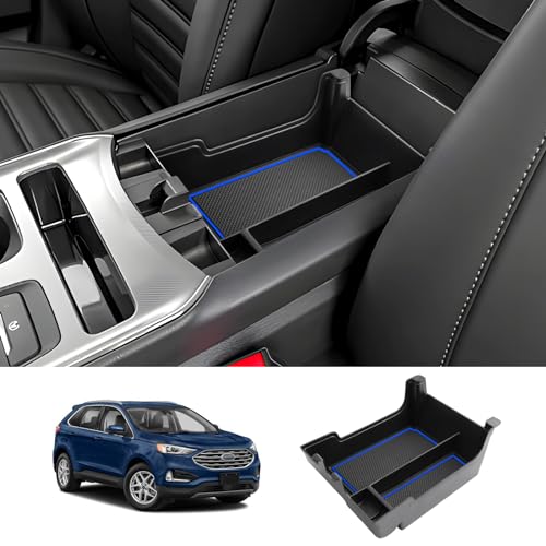 Image of LUWU 2021 2022 2023 2024 2025 Edge Center Console Organizer Armrest Storage Box Insert Tray 2024 2025 Edge Accessories Blue