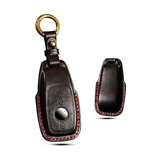 Funda de piel de vacuno para llave Mercedes Benz Clase E y AMG en negro