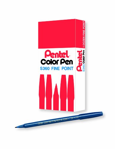 Image of Pentel Arts Color Pen, Marine Blue, Box of 12 (S360-133)