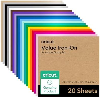 Cricut® Value Iron-On, Rainbow Sampler - 12 in x 12 in (20 ct)- HTV Heat Transfer Vinyl