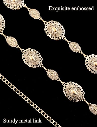 Western Belts for Woman Concho Belt Boho Metal Cowgirl Chain Belts for Dress Jeans Country Concert Outfit4
