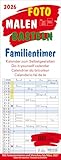 Foto-Malen-Basteln Familientimer 2026: Familienplaner mit 4 Spalten als Fotokalender zum Selbstgestalten. Familienkalender mit Ferienterminen und festem Bastelpapier.