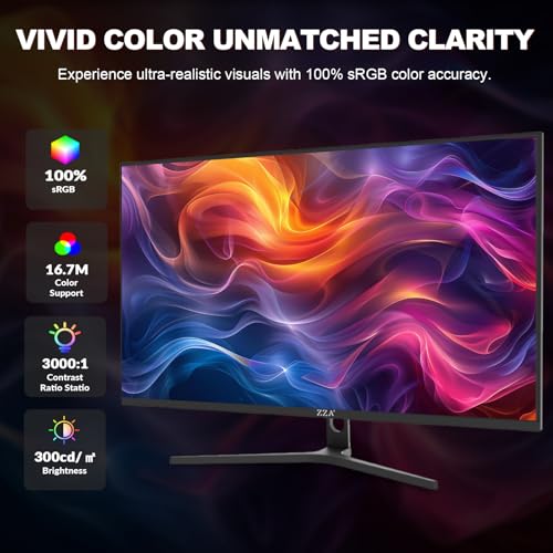 Image of ZZA 32 inch Monitor | 4K UHD 3840x2160, IPS Panel, 60Hz, Adaptive Sync, 100% sRGB, Back Breathing Light,Blue Light Filter, VESA Mountable 75x75mm