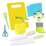CUPERINOX Kit Cocina Montessori | Cuchillos Niños Aprendizaje +2 Años | Set Completo de Cuchillos Infantiles de 17 Piezas | Incluye Tijeras, Moldes, Batidor, Tabla y Cuchillo Seguro