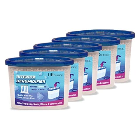 UR CHOICE Interior Dehumidifier - Fast Acting Natural Hydrophilic Crystals - Helps Prevent Damp Mildew Mould Condensation - Ideal for Use Around the Home, Office, Vehicles, & Small Spaces (5) Cover