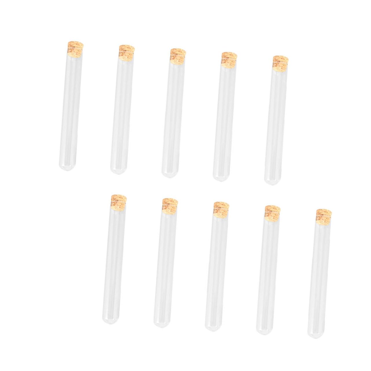 PRETYZOOM 10 Juegos Tubo De Ensayo Redondo Pequeños Tubos De Ensayo Recipientes De Muestras Con Tapas Mini Tubos De Ensayo Recargable Tubo Transparente Múltiple De Madera 10 Piezas X 10