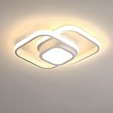 Luminária de Teto LED Moderna, Design Geométrico, 3 Modos de Iluminação, Luz Quente e Fria, Plafon Branco (Quadrado)