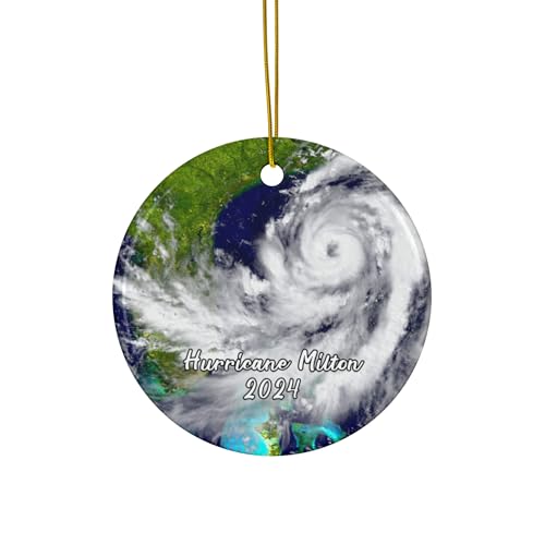 Hurricane Milton Ornament, Beautiful Florida Gift, 2024 Weather Aerial View Keepsake Souvenir, Ceramic Cloud