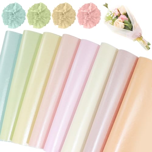 Coicok 160 Feuilles Papier de Soie Coloré, 21x30cm, 8 Couleurs pour Mariage, Fleurs en Papier, Pompon, Artisanat Bricolage