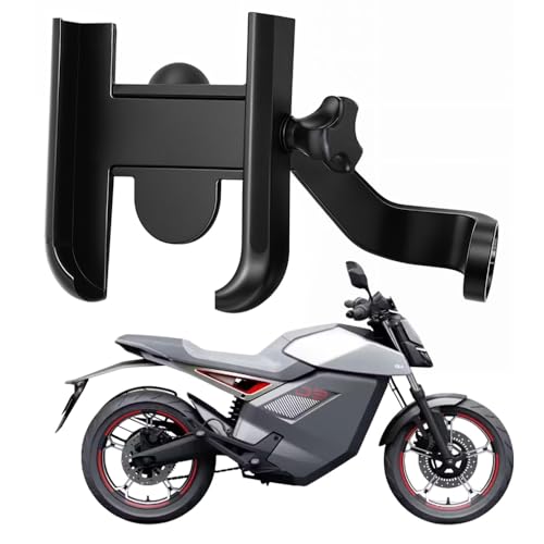 Image of WHIPONE Metal CNC Mobile Holder for Scooter, Scooty & Motorcycle Compatible for Ola Electric Roadster, Mirror Mount, 360 Rotation, Strong Grip, Wide Adjustable Fit All Smartphones (Black)