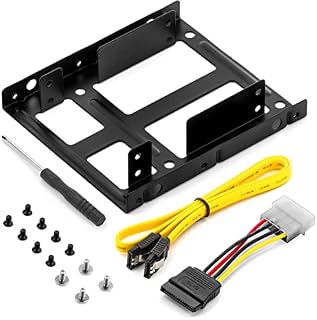 deleyCON Ramek Montażowych Set - dla 2x 2,5" Dysków Twardych SSD do Adaptera 3,5" Zdejmowana Rama Rama Montażowa Wspornik Szyny ze Śrubami Kabel SATA Zasilacz i Śrubokręt