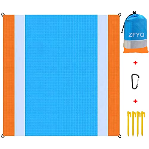ZFYQ Picnic Blanket 200 x 210 cm, Waterproof Lightweight Compact Beach Blanket with 4 Pegs for Beach Camping, Picnic and Outdoor Travel