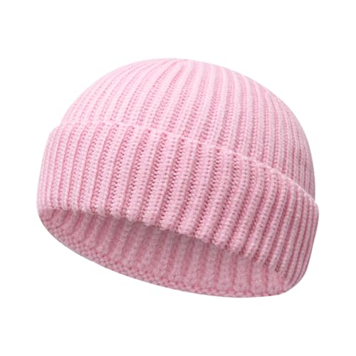 Image of Wool Fisherman Beanies for Men Women Short Cuff Knit Beanie Winter Warm Hats Trawler Hat Stylish Watch Cap